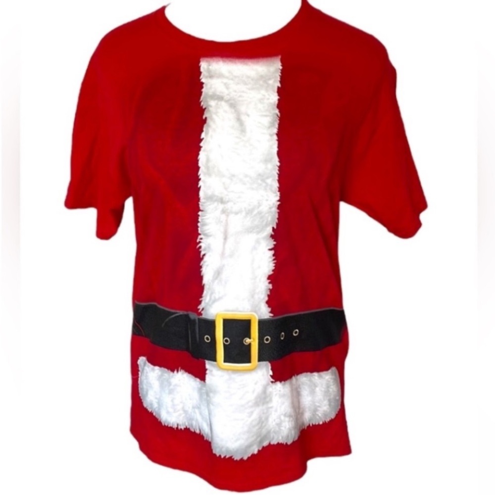 Dec.25th Christmas T-Shirt Santa Suit Holiday Red White Black Gray Gold Fur Belt - Picture 10 of 16